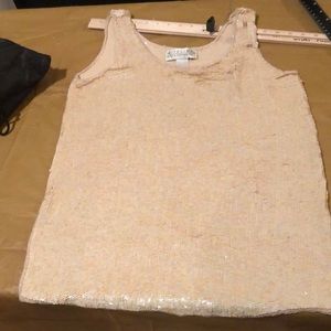 Nightline by Lilla Roufogali size small Ivory sleeveless formal sequin top